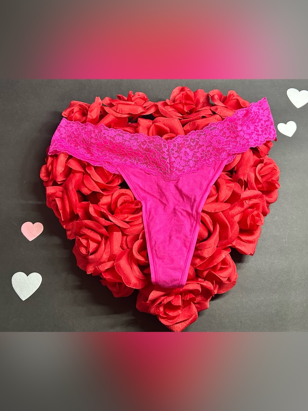Victoria's Secret Lace-Waist Thong - Fuchsia Pink